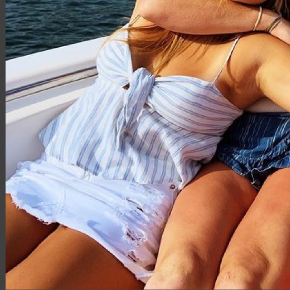 Striped Blue & White Tie Tank